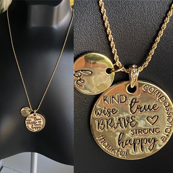 FAC Beautiful Words Layered Disc Sweater Necklace NWT - Picture 1 of 7